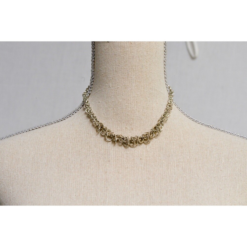 Vintage Avon Silver Tone Chain Link Choker Necklace Small Circles